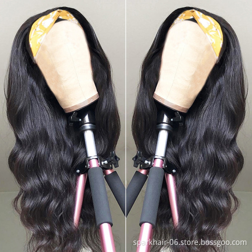 Factory Outlet Headband Wig Human Hair For Black Women,Remy Human Hair Headband Wig, Straight Body Deep Ponytail Human Hair Wigs